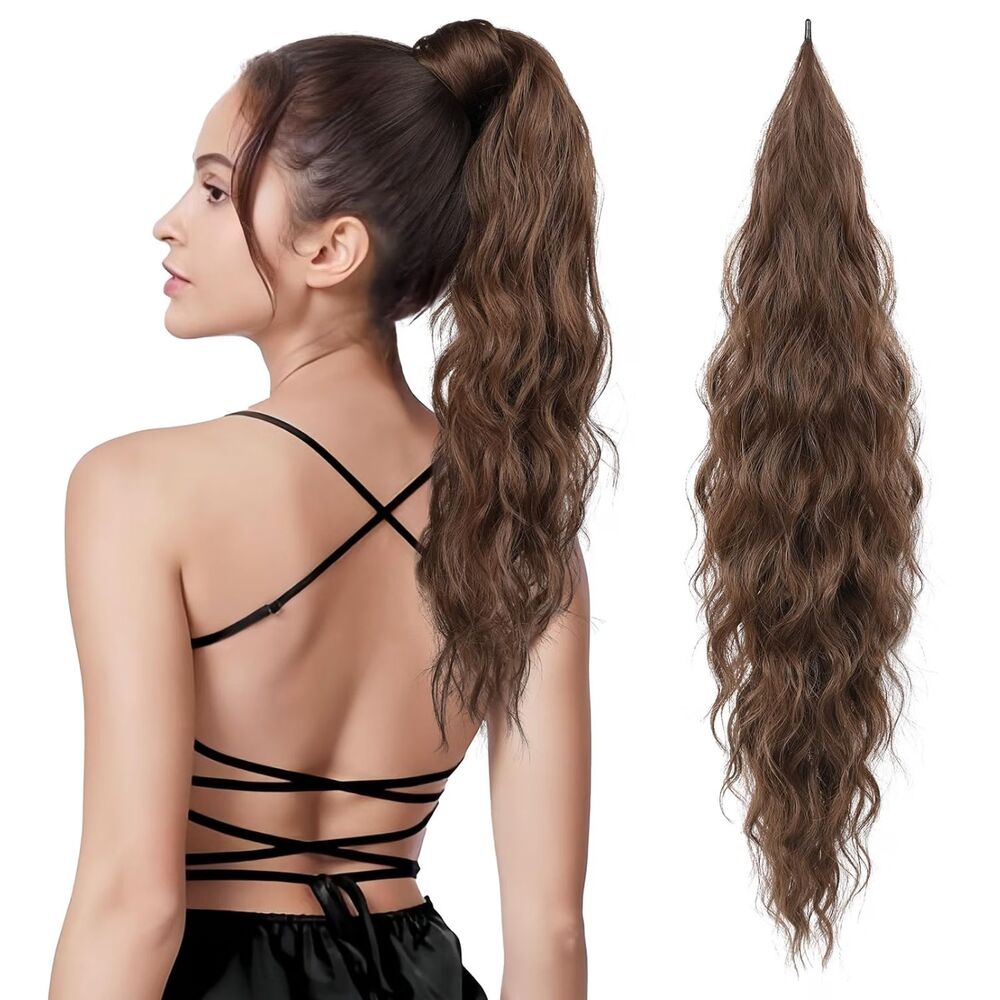 Flexible Wrap Around Ponytail Extension Long Wavy Curly Hair, 18C-207H003